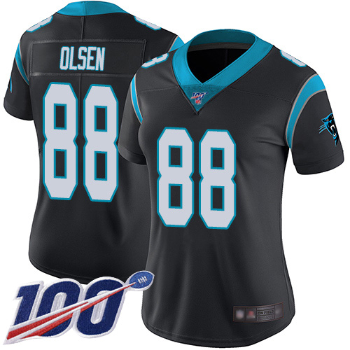 Carolina Panthers Limited Black Women Greg Olsen Home Jersey NFL Football #88 100th Season Vapor Untouchable->women nfl jersey->Women Jersey